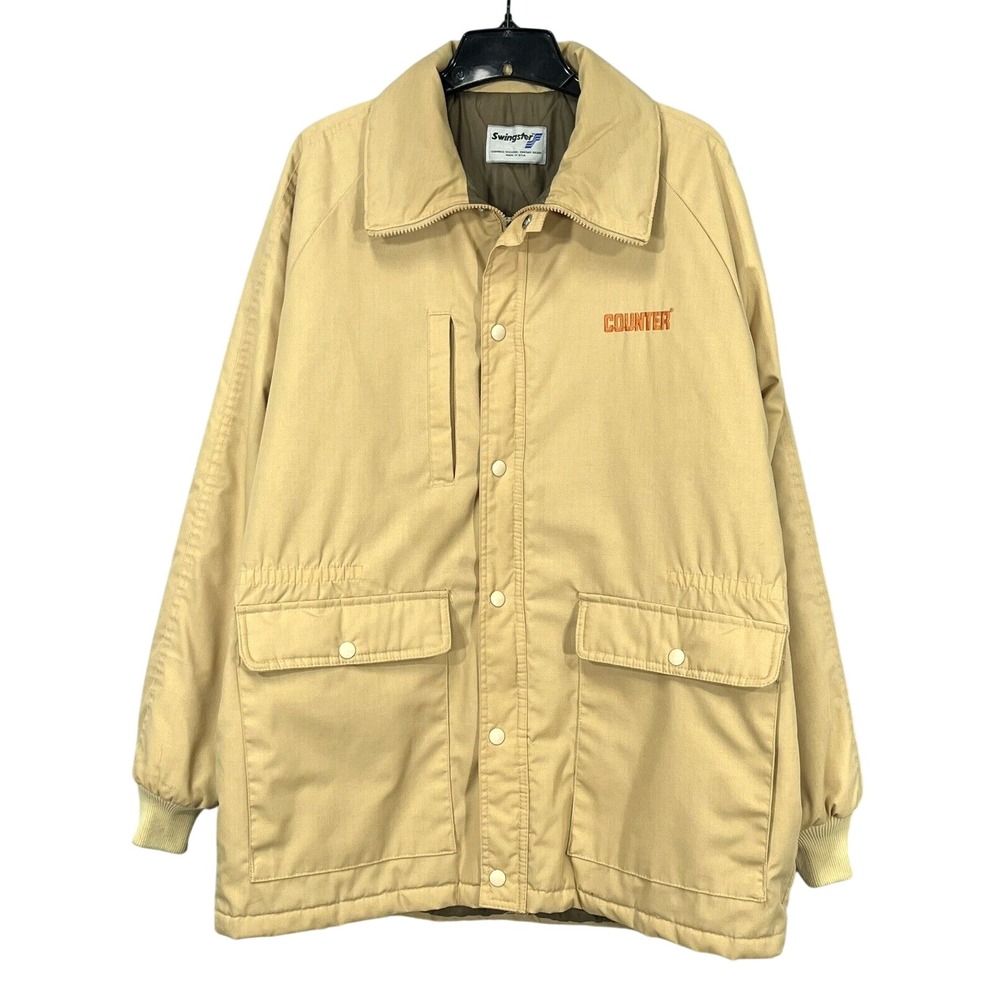 Vintage SWINGSTER Men's KHAKI Twill MULTI-POCKET WORK COAT Parka Jacket XL